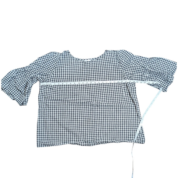 Time & Tru - Women's Shirt/Top Size 22 - XXXL Black/White Plaid Ruffle Sleeve - Picture 3 of 6